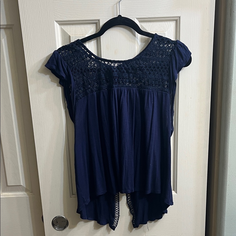 Women's Navy Lace Top